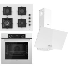 Ferre Flameart Sc Serisi Beyaz Set (SC406-WFA + XE63CB +D087 ) - 65 Cm'lik Kare Döküm Izgara-Wok