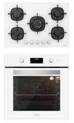 Silverline BO6502W02 - CS5365W01 Beyaz Cam Ankastre Set