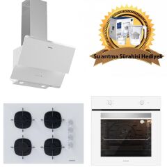 Silverline Beyaz Cam Ankastre Set 3490 - CS5665W01 65cm Ocak - BO6501W01