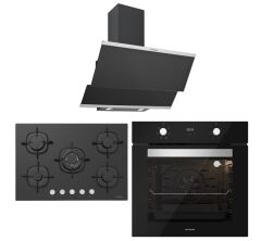 Silverline BO6502B02 - CS5365B01 - 3420 Classy 60 Siyah Cam Ankastre Set