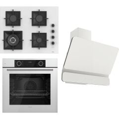 Ferre Flameart Sc Serisi Beyaz Set (SC406-WFA + XE63CB +D081 ) - 65 Cm'lik Kare Döküm Izgara-Wok