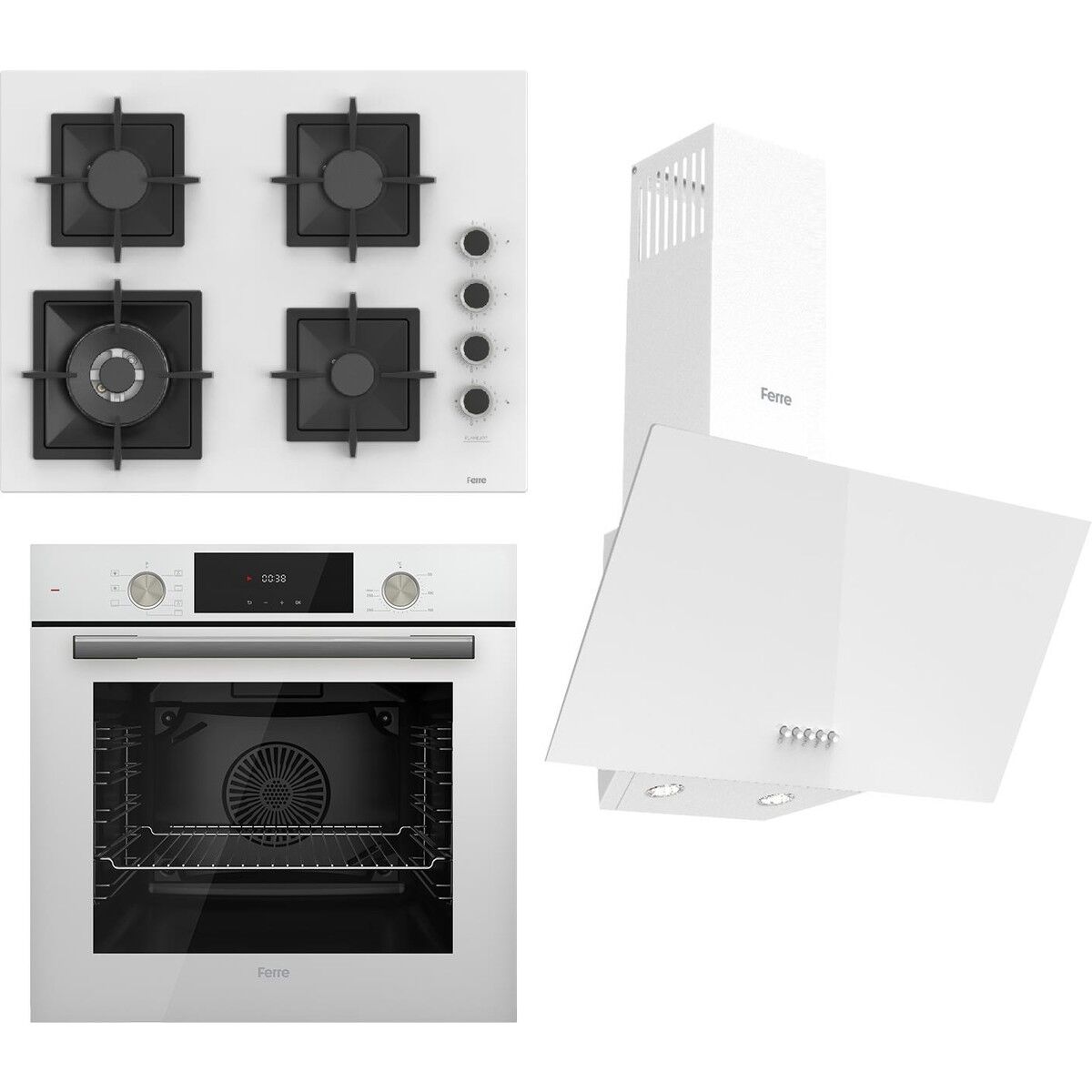 Ferre Flameart Sc Serisi Beyaz Set (SC406-WFA + QMS63CB +D087 ) - 65 Cm'lik Kare Döküm Izgara-Wok