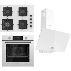 Ferre Flameart Sc Serisi Beyaz Set (SC406-WFA + QMS63CB +D087 ) - 65 Cm'lik Kare Döküm Izgara-Wok