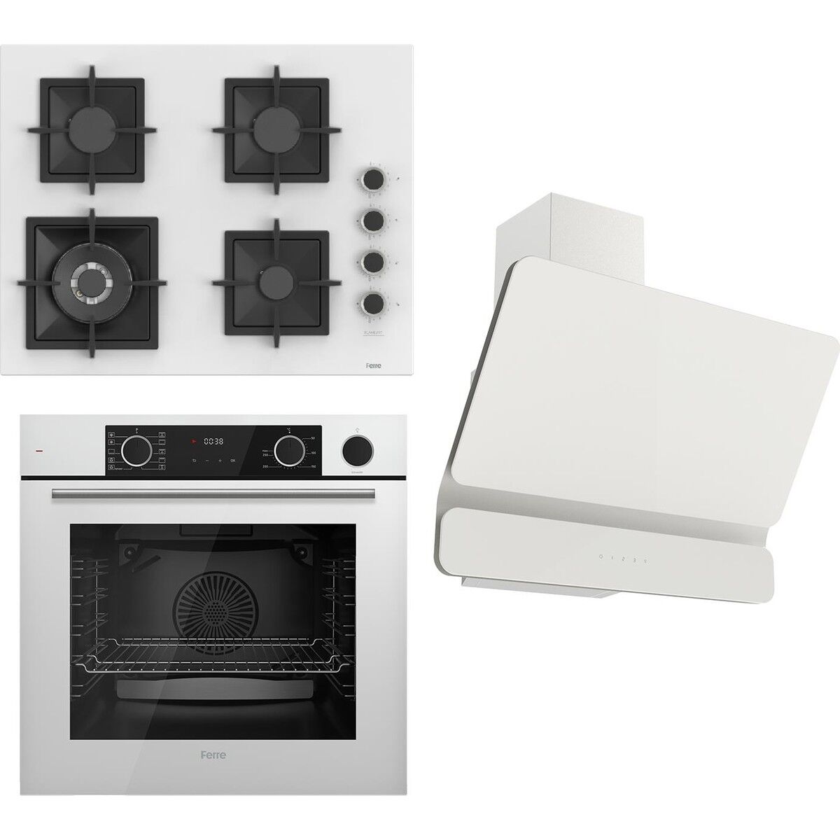 Ferre Flameart Sc Serisi Beyaz Set (SC406-WFA + XE64CB +D081 ) - 65 Cm'lik Kare Döküm Izgara-Wok