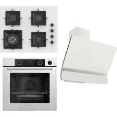 Ferre Flameart Sc Serisi Beyaz Set (SC406-WFA + XE64CB +D081 ) - 65 Cm'lik Kare Döküm Izgara-Wok