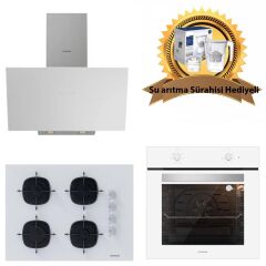 Silverline Beyaz Cam Ankastre Set 3481 Flam - CS5665W01 65CM Ocak - BO6501W01