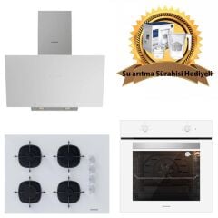 Silverline Beyaz Cam Ankastre Set 3481 Flam - CS5665W01 65CM Ocak - BO6501W01