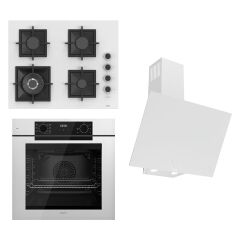 Ferre Fryart-Silentart Serisi Beyaz Set (SC406-WFA + QEP63CB +D078-SA ) - Döküm Izgara / 65 cm Ocak