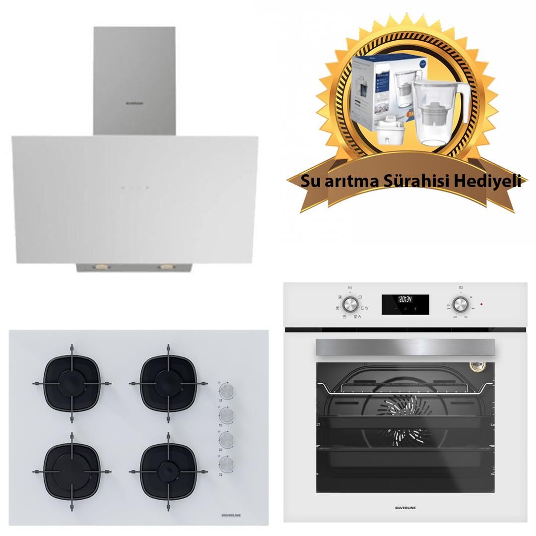 Silverline Beyaz Cam Ankastre Set 3481 Flam - CS5665W01 65CM OCAK - BO6502W02