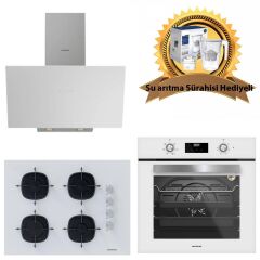 Silverline Beyaz Cam Ankastre Set 3481 Flam - CS5665W01 65CM OCAK - BO6502W02