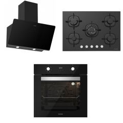 Silverline BO6502B02 - CS5365B01 - 3457 Soho 60 Siyah Cam Ankastre Set