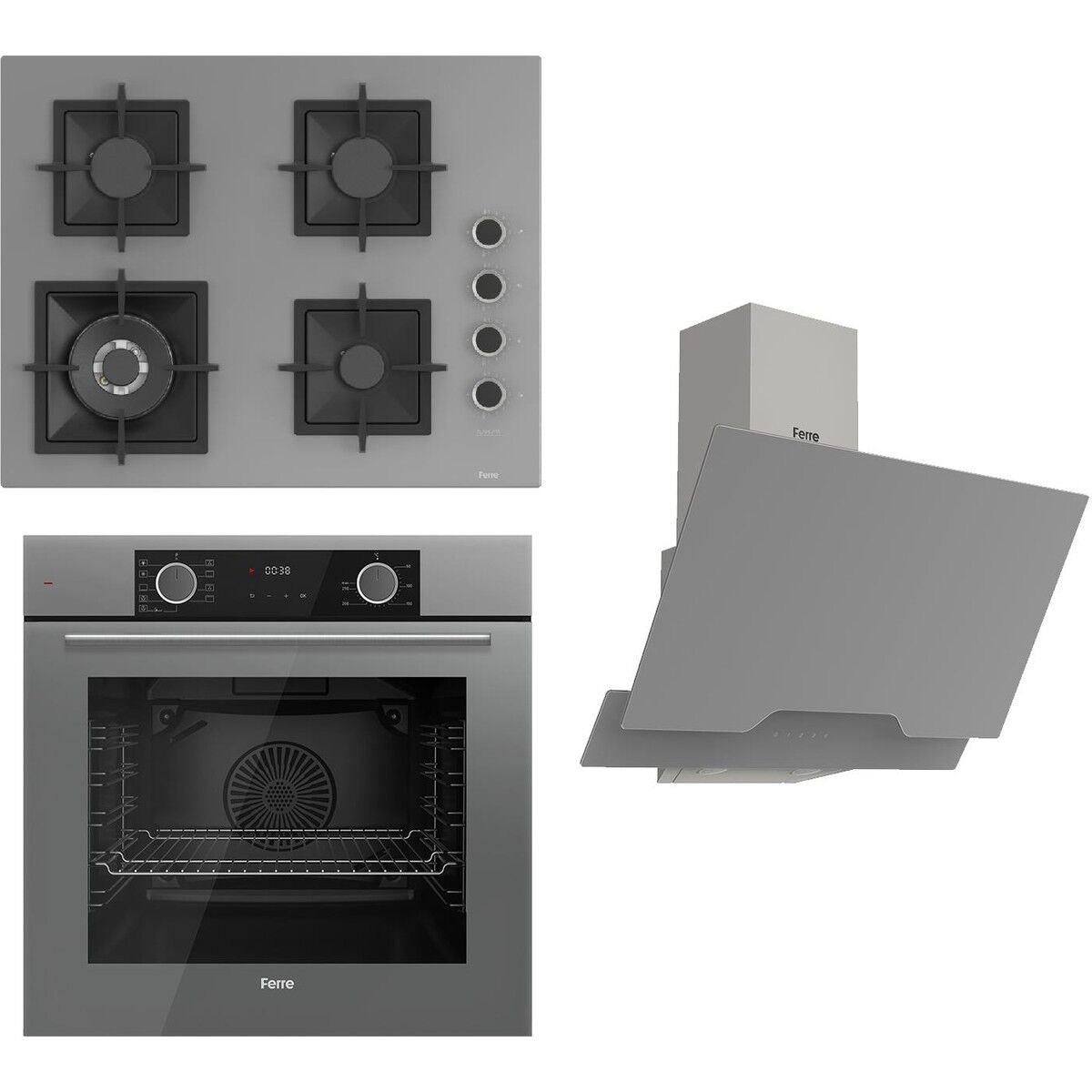 Flameart Sc Serisi Gri Set (SC408-WFA + XE63CPR +D065 ) - 65 Cm'lik Kare Döküm Izgara-Wok