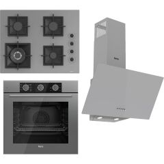 Ferre Flameart Sc Serisi Gri Set (SC408-WFA + QMS63CPR +D088 ) - 65 Cm'lik Kare Döküm Izgara-Wok