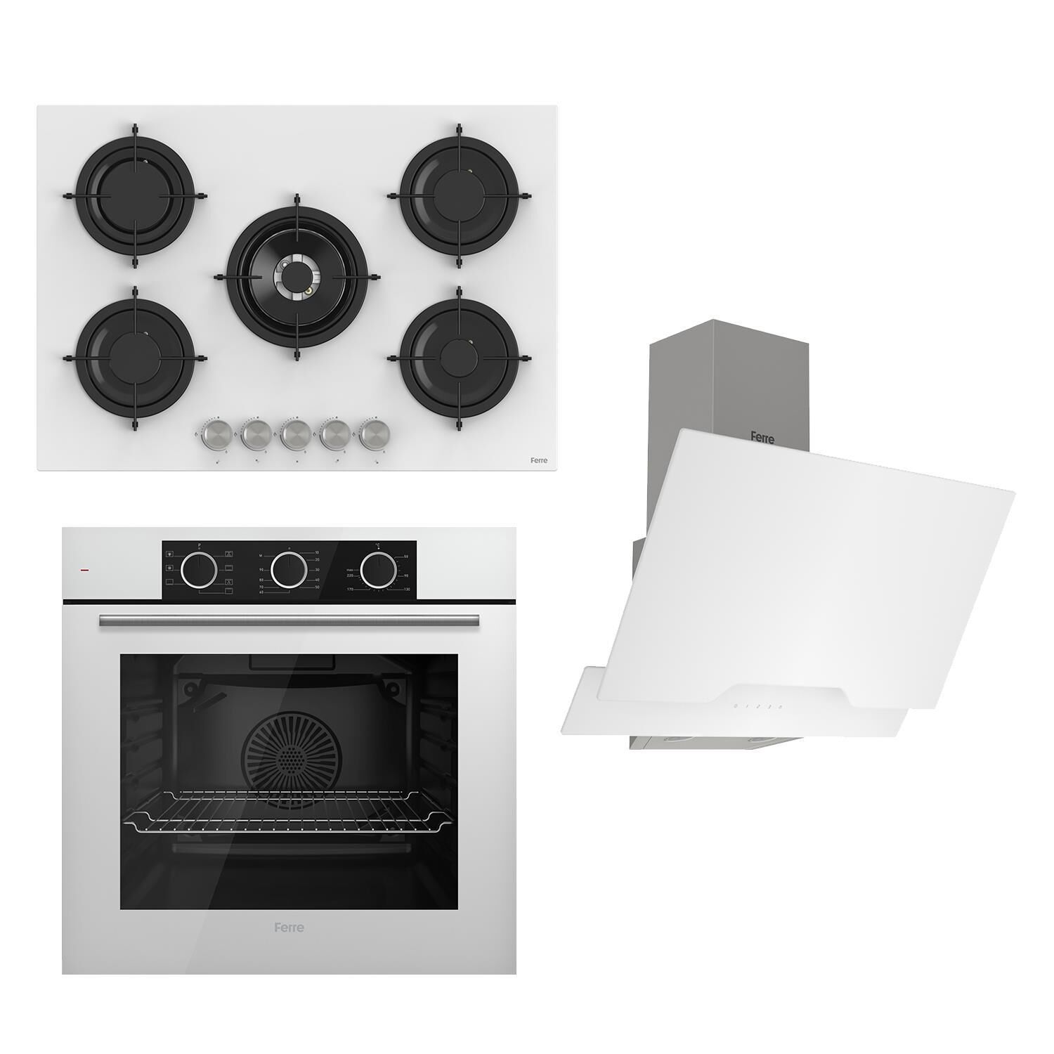 Ferre Flowart Basic Serisi Beyaz Ankastre Set (rs036+ Xe62cb + D064 )