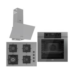 Ferre Grey FryArt 3 Lü Ankastre Set ( QEP63CPR - SC408-WFA - D088 ) 65 cm Wok Bek Ocak