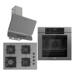 Ferre Grey FryArt 3 Lü Ankastre Set ( QEP63CPR - SC408-WFA - D082-SA ) A++ Sessiz Davlumbaz - 65 cm Wok Bek Ocak