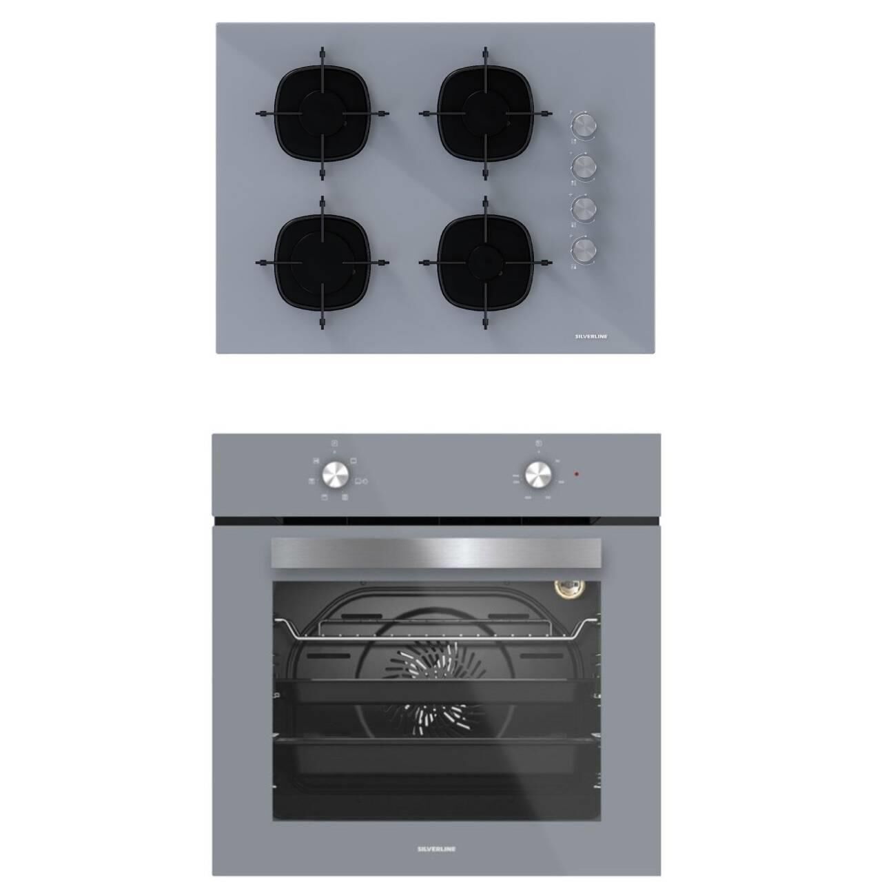 Silverline 2'li ikili Gri Cam Ankastre Set Cs5665S01 65cm Ocak - BO6501S01 Fırın