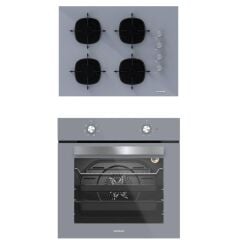 Silverline 2'li ikili Gri Cam Ankastre Set Cs5665S01 65cm Ocak - BO6501S01 Fırın