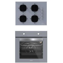 Silverline 2'li ikili Gri Cam Ankastre Set Cs5665S01 65cm Ocak - BO6501S01 Fırın