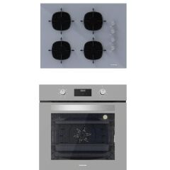 Silverline 2'li ikili Gri Cam Ankastre Set BO6502S02 Dijital Fırın - CS5665S01 65cm Cam Ocak
