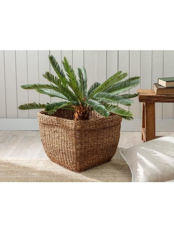 Madame Coco Benedite Küçük Hasır Sepet - Toprak 32x32 cm