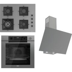 Ferre Steamart-Fryart-Sılentart Serisi Gri Set (SC408-WFA + QEP64CPR +D079-SA) - Döküm Izgara / 65 cm Ocak