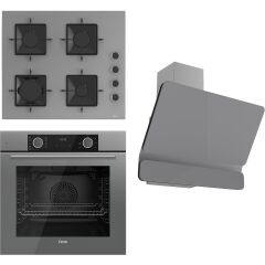 Ferre Flameart Sc Serisi Gri Set (SC408-WFA + XE64CPR +D065 ) - 65 Cm'lik Kare Döküm Izgara-Wok