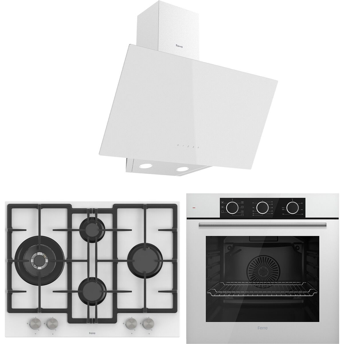 Ferre Porro 67 Serisi Inizio Beyaz Ankastre Set ( D078 - ED076 - XE62CB ) 67 cm Ocak