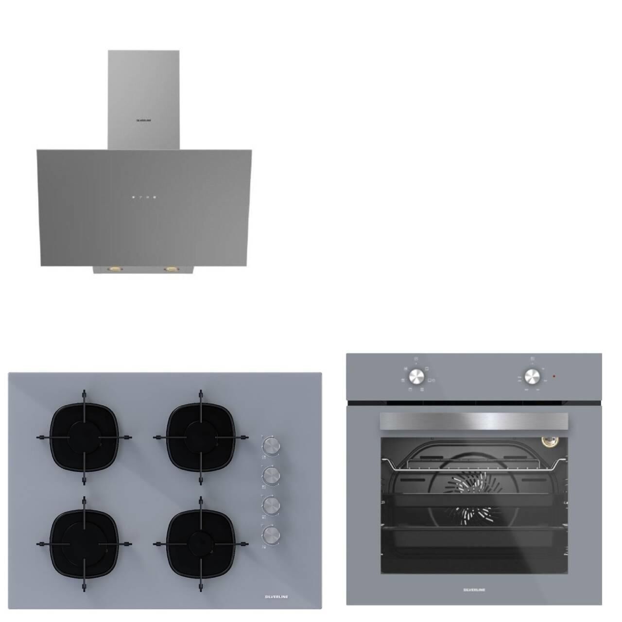 Silverline Gri Cam Ankastre Set 3481 - CS5665S01 65cm ocak -BO6501S01 Fırın