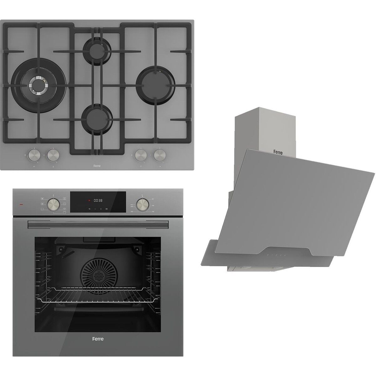 Ferre Flowart Serisi Gri Set (ED078+ QMS63CPR +D065 )