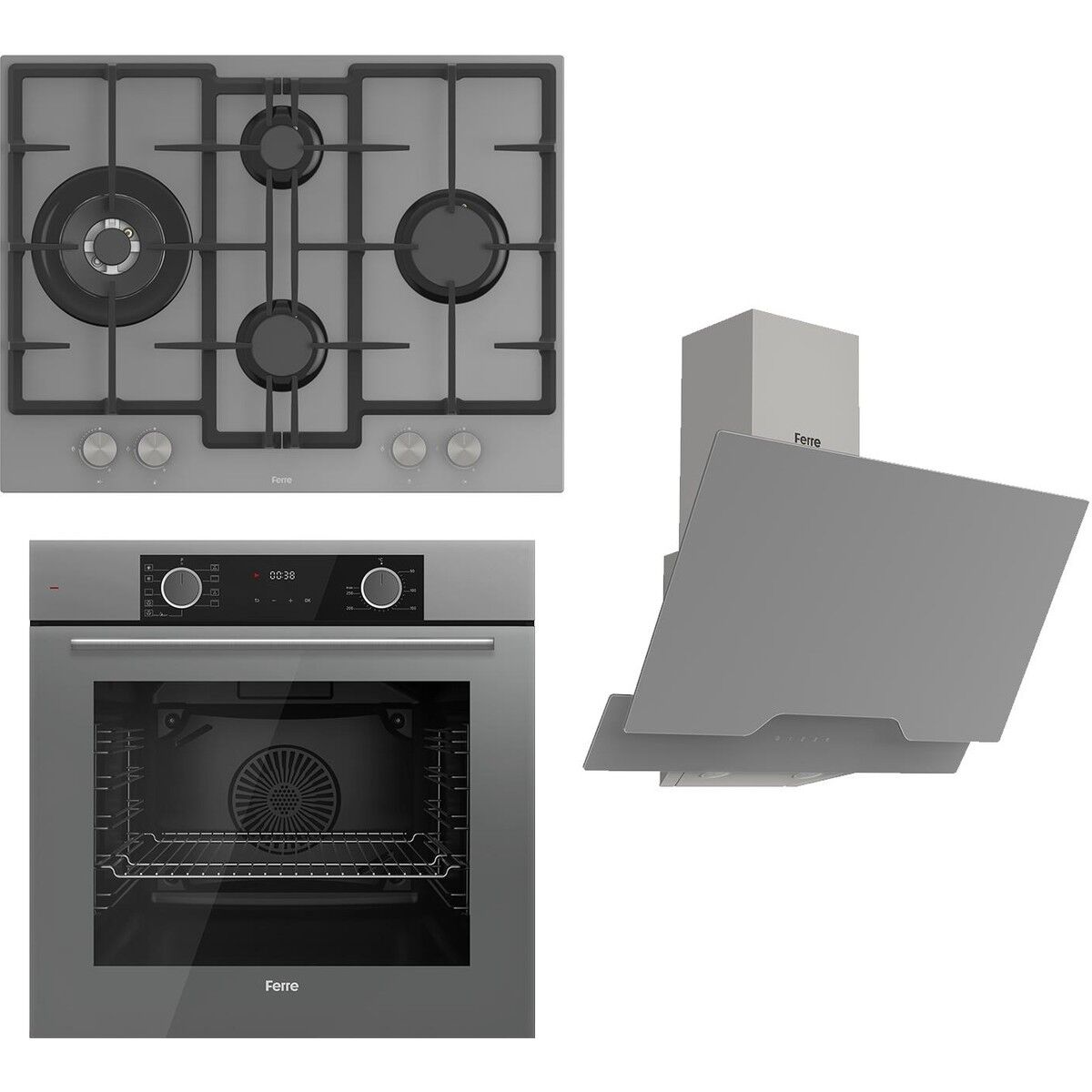 Ferre Fryart Serisi Airfry Pişirme Gri Set (ED078 + XE63CPR +D065 )