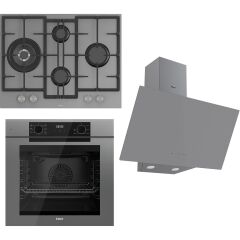 Ferre Fryart Serisi Gri Set (ED078 + QEP63CPR +D079) - Döküm Izgara / 67 cm Ocak