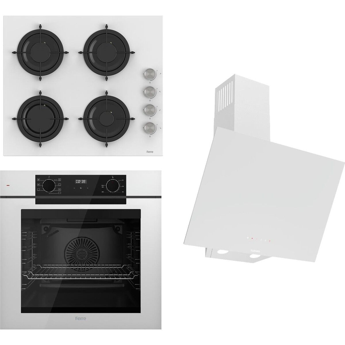 Ferre Steamart-Fryart-Sılentart Serisi Beyaz Set (CS206 + QEP63CB +D078-SA) - Emaye Izgara