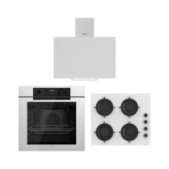 Ferre Artline Beyaz Ankastre Set (D078-SA Beyaz Davlumbaz - CS206-FA 60 cm Beyaz Ocak - QEP63CB Fryart Beyaz Fırın)