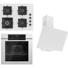 Ferre Fryart-Sılentart Serisi Beyaz Set (SC406-WFA + QEP63CB +D078-SA) - Döküm Izgara / 65 cm Ocak