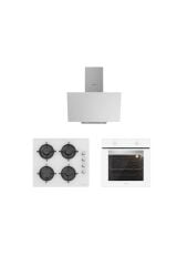 Silverline 3'lü Beyaz Cam Ankastre Set (3481 Flam 60 Beyaz+cs5349w01+bo6501w01)