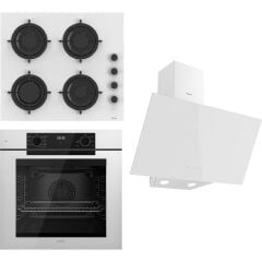 Ferre Flowart Serisi Beyaz Set (CS206-FA + QBL63CB +D078) - Emaye Izgara