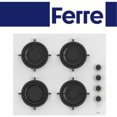 Ferre Yeni Seri Flowart Beyaz Cam Ankastre Set (QBL62CB + CS206-FA + D087)