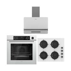 Ferre Artline Beyaz Ankastre Set (D081-SA Beyaz DAVLUMBAZ-CS206-FA Beyaz OCAK-XE64CB Beyaz Fırın)