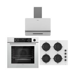 Ferre Artline Beyaz Ankastre Set (D081-SA Beyaz DAVLUMBAZ-CS206-FA Beyaz OCAK-XE64CB Beyaz Fırın)