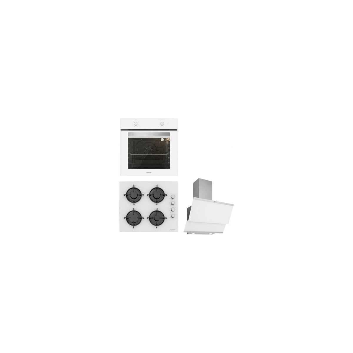 Silverline Beyaz Cam Ankastre Set BO65E1W01 - CS5349W01 - 3420 Classy