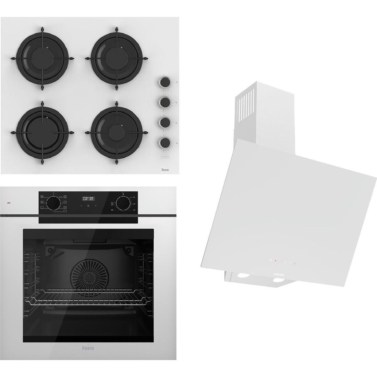 Ferre Steamart-Fryart-Sılentart Serisi Beyaz Set (CS206-FA + QEP63CB +D078-SA) - Emaye Izgara