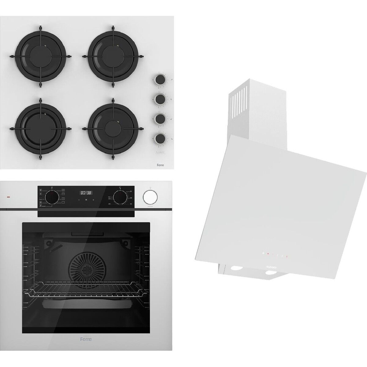 Ferre Steamart-Fryart-Sılentart Serisi Beyaz Set (CS206-FA + QEP64CB +D078-SA ) - Emaye Izgara