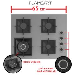 Ferre SC408/WFA FlameArt Woklu Gri 65 cm Ankastre Ocak