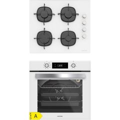 Silverline BO6504W01 - CS5335W01 Beyaz Cam Ankastre Set