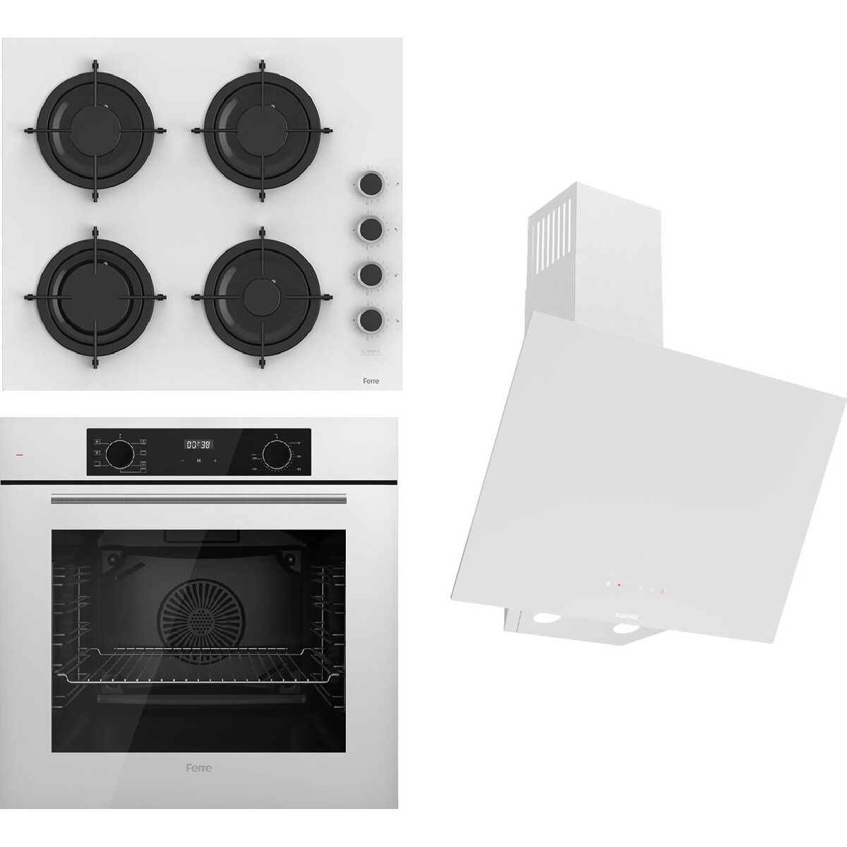 Ferre Flowart-Sılentart Serisi Beyaz Set (CS206-FA + QBL63CB +D078-SA) - Emaye Izgara