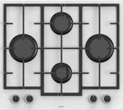 Ferre LN386 Döküm Izgaralı Önden Düğmeli Beyaz Cam Ankastre Ocak