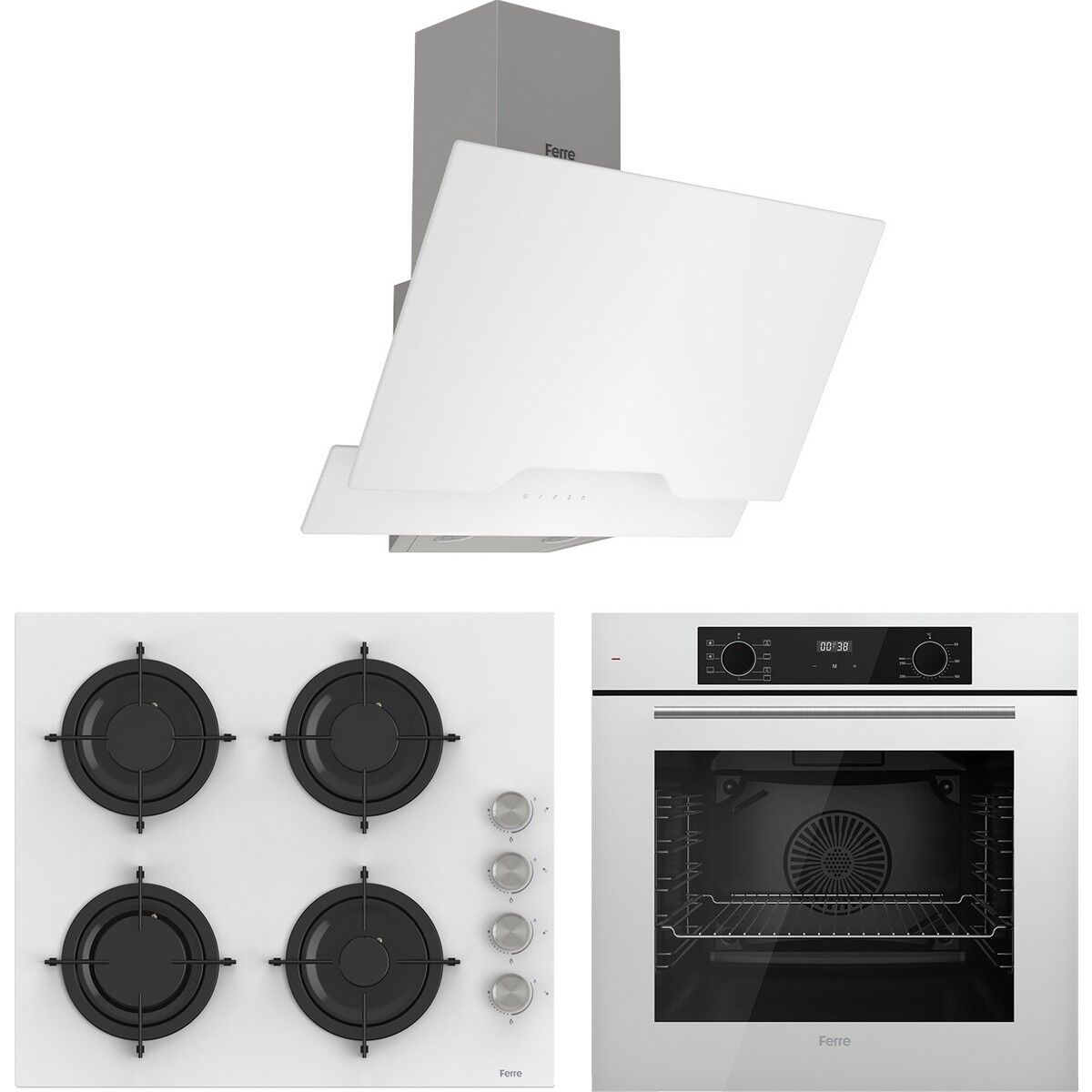 Ferre Flowart Lumora Pro Beyaz 3'lü Ankastre Set ( QBL63CB-CS206-D064 )